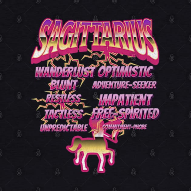 Sagittarius Retro 90s Band Zodiac Birthday Traits Lightning by Lavender Celeste